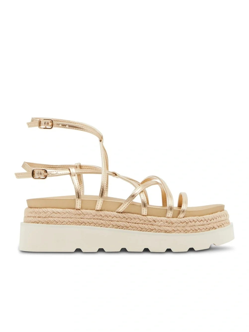 Women's Madden Girl May Metallic Gold Strappy Platform Sandal 59.00 ✨FINAL SALE